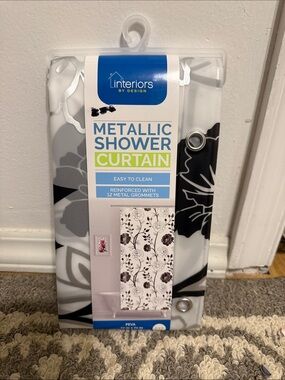 Interiors by Design Metallic Black & Gray Shower Curtain